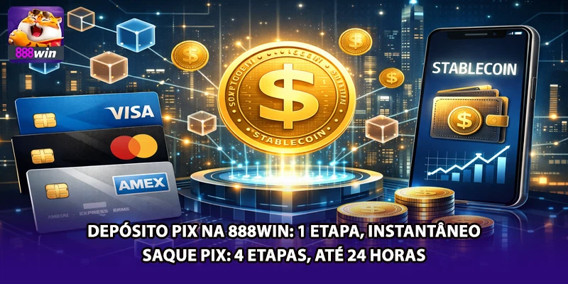 Depósito PIX na 888win: 1 etapa, instantâneo. Saque PIX: 4 etapas, até 24 horas