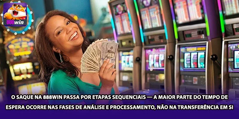 O saque na 888win passa por etapas sequenciais — a maior parte do tempo de espera ocorre nas fases de análise e processamento, não na transferência em si