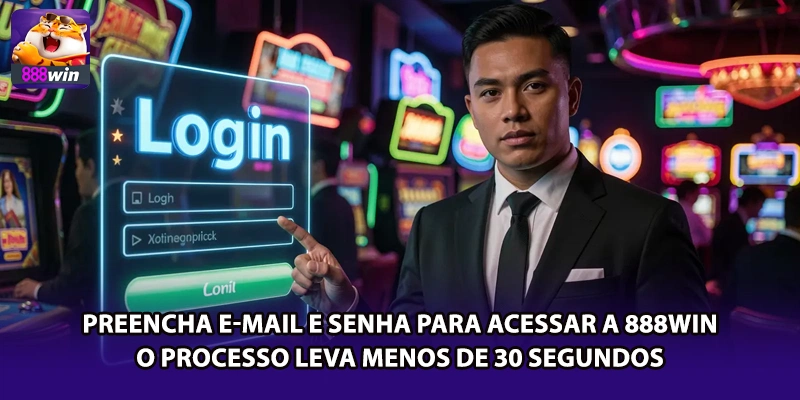 Preencha e-mail e senha para acessar a 888win — o processo leva menos de 30 segundos