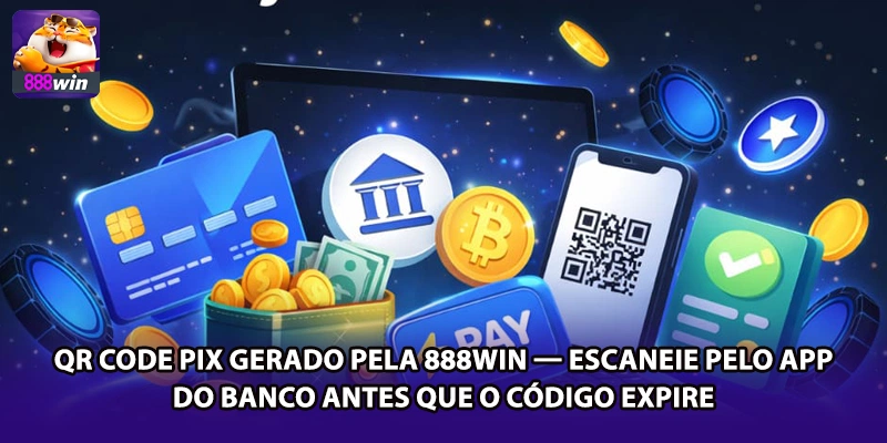 QR Code PIX gerado pela 888win — escaneie pelo app do banco antes que o código expire