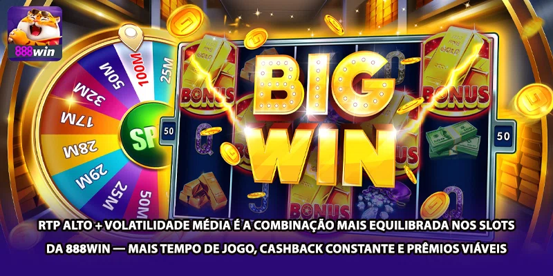 RTP alto + volatilidade média é a combinação mais equilibrada nos slots da 888win — mais tempo de jogo, cashback constante e prêmios viáveis
